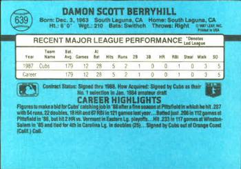 1988 Donruss #639 Damon Berryhill Back