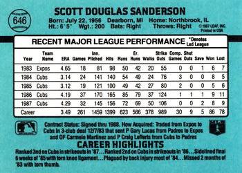 1988 Donruss #646 Scott Sanderson Back