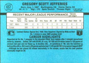 1988 Donruss #657 Gregg Jefferies Back