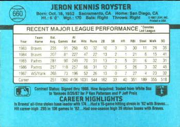 1988 Donruss #660 Jerry Royster Back