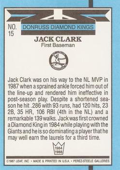 1988 Donruss #15 Jack Clark Back