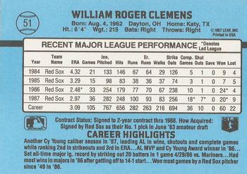 1988 Donruss #51 Roger Clemens Back