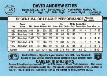 1988 Donruss #148 Dave Stieb Back