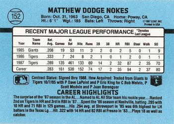 1988 Donruss #152 Matt Nokes Back