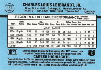 1988 Donruss #157 Charlie Leibrandt Back