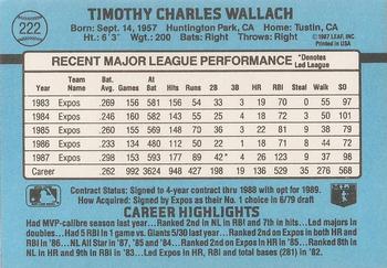 1988 Donruss #222 Tim Wallach Back