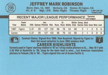 1988 Donruss #296 Jeff Robinson Back