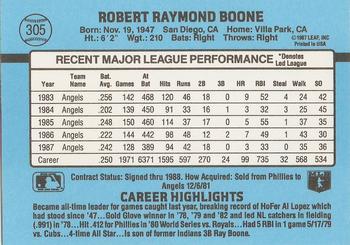 1988 Donruss #305 Bob Boone Back
