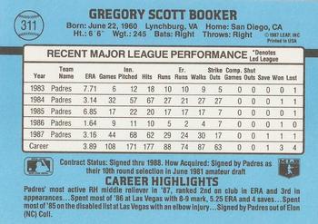 1988 Donruss #311 Greg Booker Back
