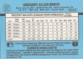 1988 Donruss #337 Greg Brock Back