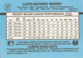 1988 Donruss #367 Lloyd Moseby Back