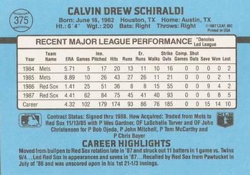 1988 Donruss #375 Calvin Schiraldi Back