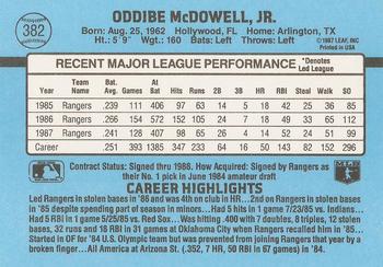 1988 Donruss #382 Oddibe McDowell Back