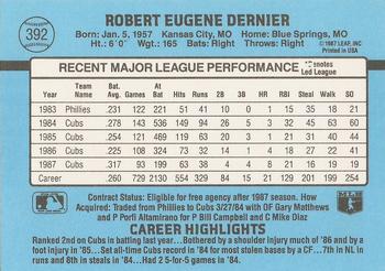 1988 Donruss #392 Bob Dernier Back
