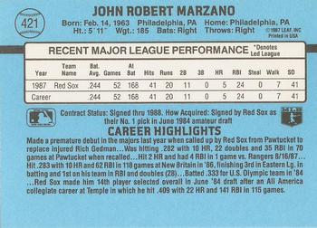 1988 Donruss #421 John Marzano Back