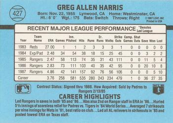 1988 Donruss #427 Greg Harris Back