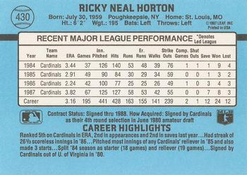 1988 Donruss #430 Ricky Horton Back