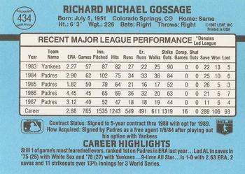 1988 Donruss #434 Rich Gossage Back
