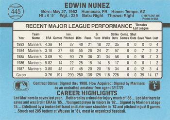 1988 Donruss #445 Ed Nunez Back