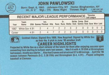 1988 Donruss #457 John Pawlowski Back