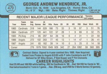 1988 Donruss #479 George Hendrick Back