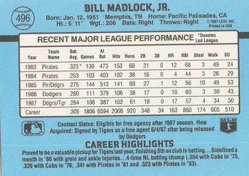 1988 Donruss #496 Bill Madlock Back