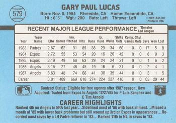 1988 Donruss #579 Gary Lucas Back