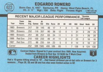 1988 Donruss #623 Ed Romero Back