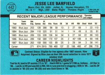 1988 Donruss #442 Jesse Barfield Back