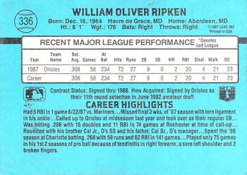 1988 Donruss #336 Billy Ripken Back