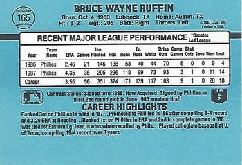 1988 Donruss #165 Bruce Ruffin Back