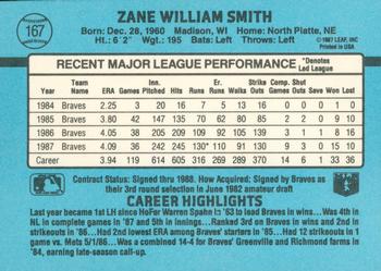 1988 Donruss #167 Zane Smith Back