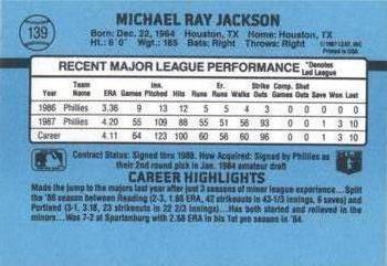 1988 Donruss #139 Mike Jackson Back