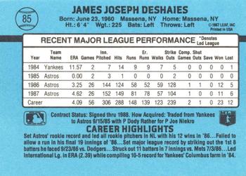 1988 Donruss #85 Jim Deshaies Back