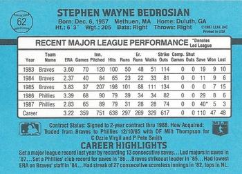 1988 Donruss #62 Steve Bedrosian Back