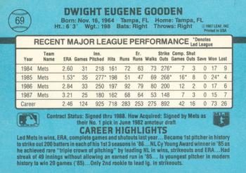 1988 Donruss #69 Dwight Gooden Back