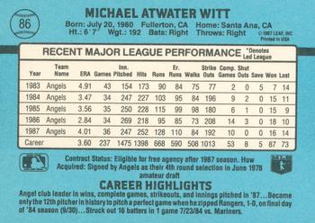 1988 Donruss #86 Mike Witt Back