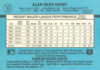 1988 Donruss #163 Alan Ashby Back