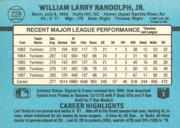 1988 Donruss #228 Willie Randolph Back