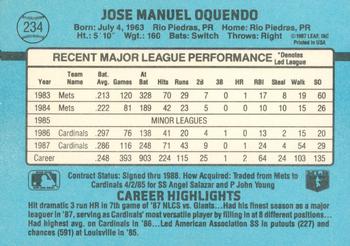 1988 Donruss #234 Jose Oquendo Back