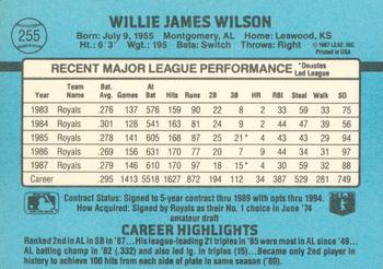 1988 Donruss #255 Willie Wilson Back