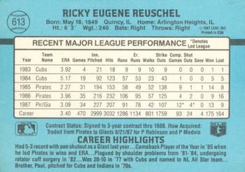 1988 Donruss #613 Rick Reuschel Back