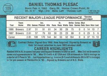 1988 Donruss #109 Dan Plesac Back