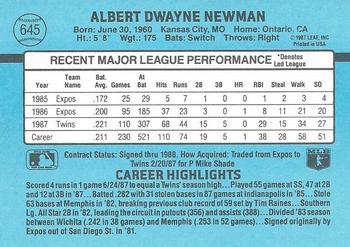 1988 Donruss #645 Al Newman Back
