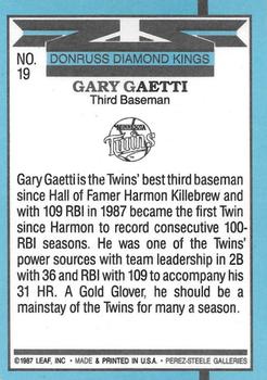 1988 Donruss #19 Gary Gaetti Back