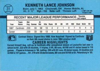 1988 Donruss #31 Lance Johnson Back