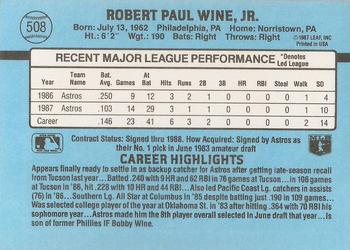 1988 Donruss #508 Robbie Wine Back