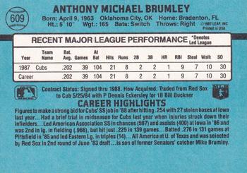 1988 Donruss #609 Mike Brumley Back