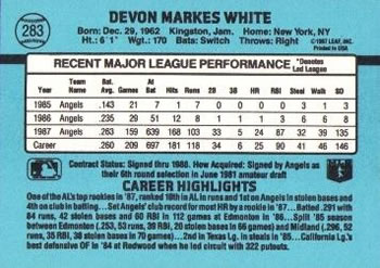 1988 Donruss #283 Devon White Back