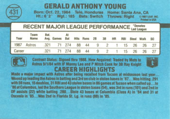 1988 Donruss #431 Gerald Young Back